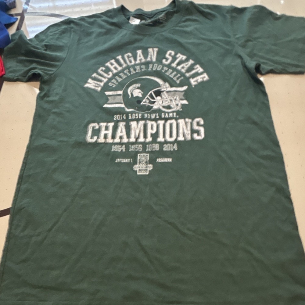 The Victory Michigan State Spartans 2014 Rose Bowl Shirt Green White L Football